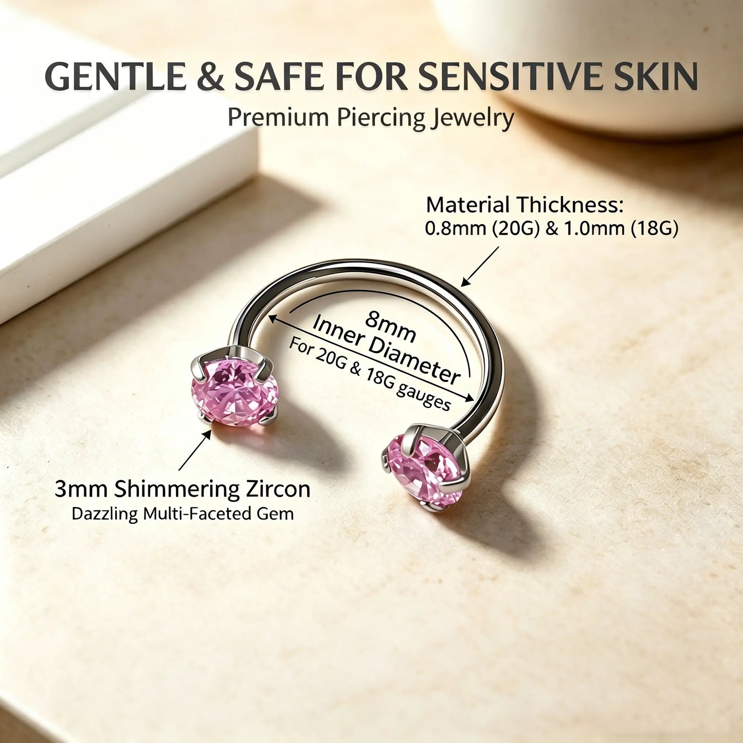 ✨Horseshoe Nose Hoop with Gems - Free Ball Holder💎