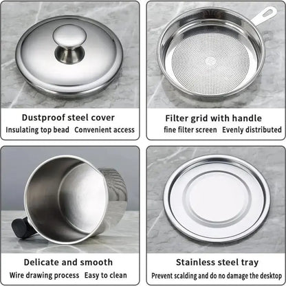 🔥Limited Time-49% OFF🔥 1 Count Modern Kitchen Oil Dispenser with Tray & Lid,Stainless Steel Oil Pot with Filter,Bacon Grease Container, Cooking Oil Can, Kitchenware, Utensils, Kitchen Gadgets