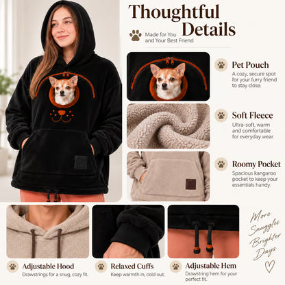 🐾 Cozy Fleece Pet Bonding Pouch Hoodie – Warm & Supportive Small Pet Carrier Clothing