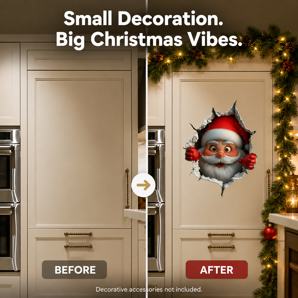🔥LAST DAY 49% OFF🔥🎅3D Illusion Santa Face Vinyl Stickers – 🎄Easy Peel-and-Stick Holiday Wall Decals