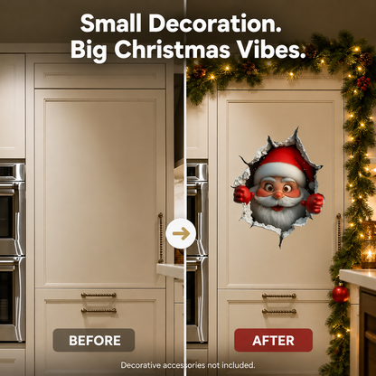 🔥LAST DAY 49% OFF🔥🎅3D Illusion Santa Face Vinyl Stickers – 🎄Easy Peel-and-Stick Holiday Wall Decals