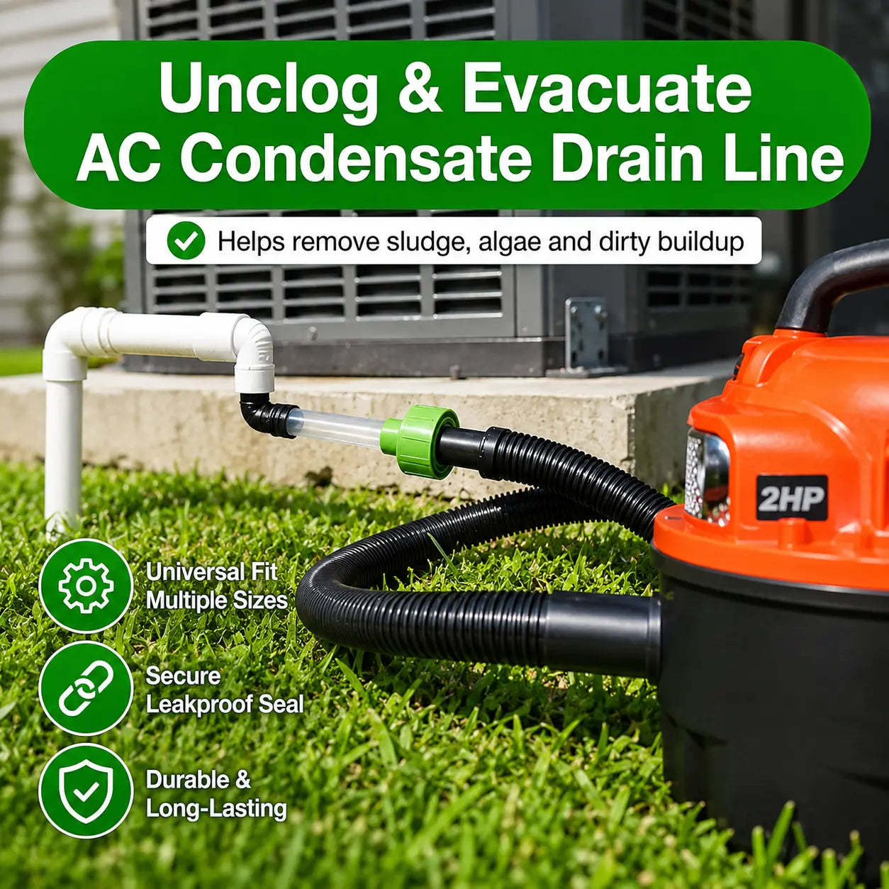 📢LAST DAY 49% OFF🔥🔧 AC Drain Line Cleaner Adapter | Universal HVAC Condensate Pipe Unclogger for Wet/Dry Vac