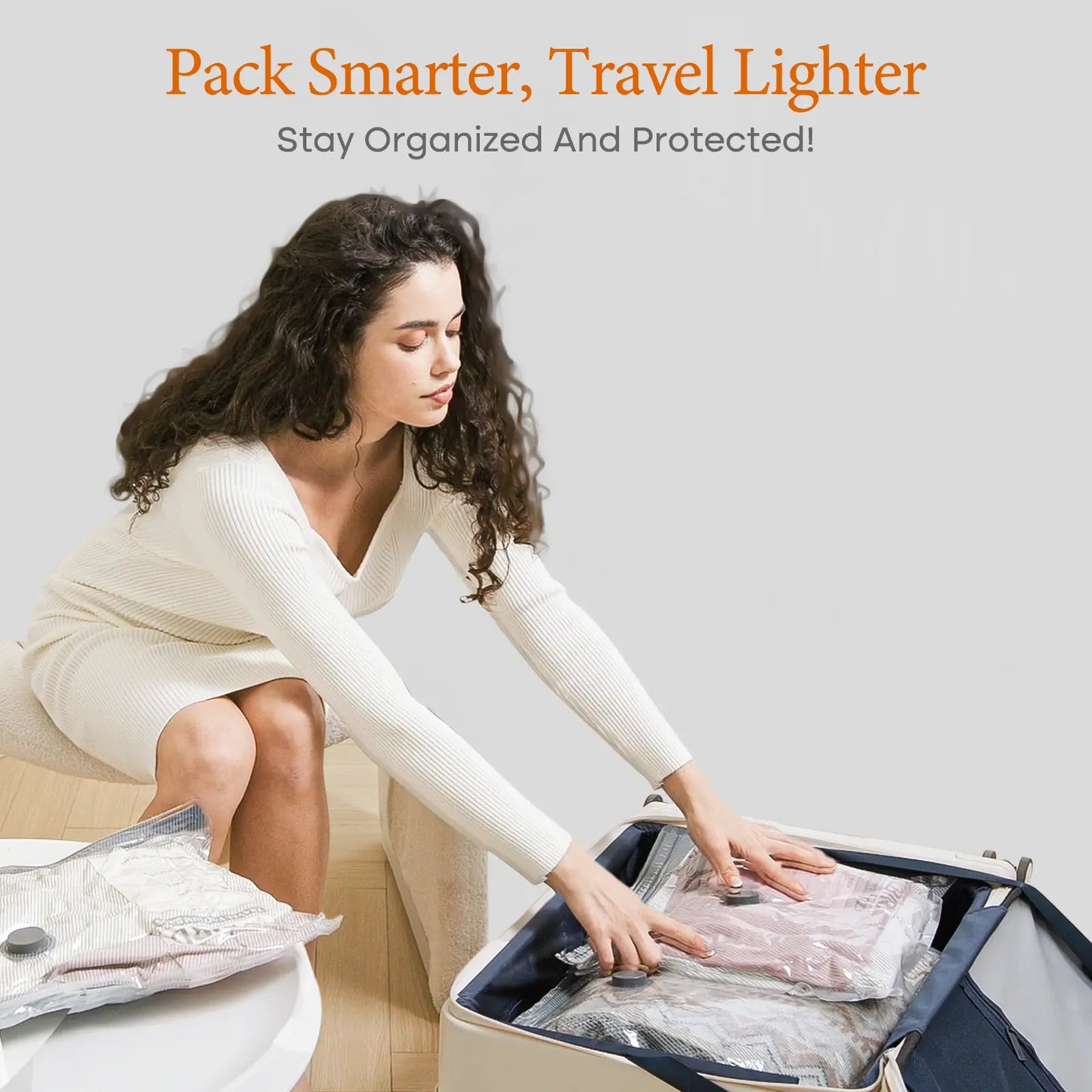 🔥49％OFF-Cordless Travel Vacuum Bag Set with Rechargeable Air Pump -  Airtight Resealing Sealed Organizers for Luggage, Vacuum Bags For Travel
