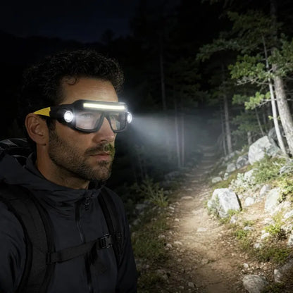 🔥 Limited-Time 49% OFF- LED Glasses Headlamp 👓💡Hand-Wave Sensor, 5 Modes, IPX4 Waterproof