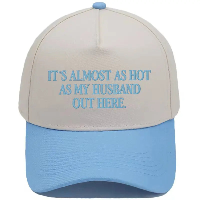 🤣🧢Funny "Almost As Hot As My Husband" Embroidered Hat | Retro Aesthetic Two-Tone Snapback Cap for Women | Trendy Camo & Graphic Summer Statement Baseball Cap