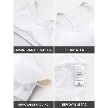 ✨🔥Ribbed Workout Tank Top with Built-In Bra