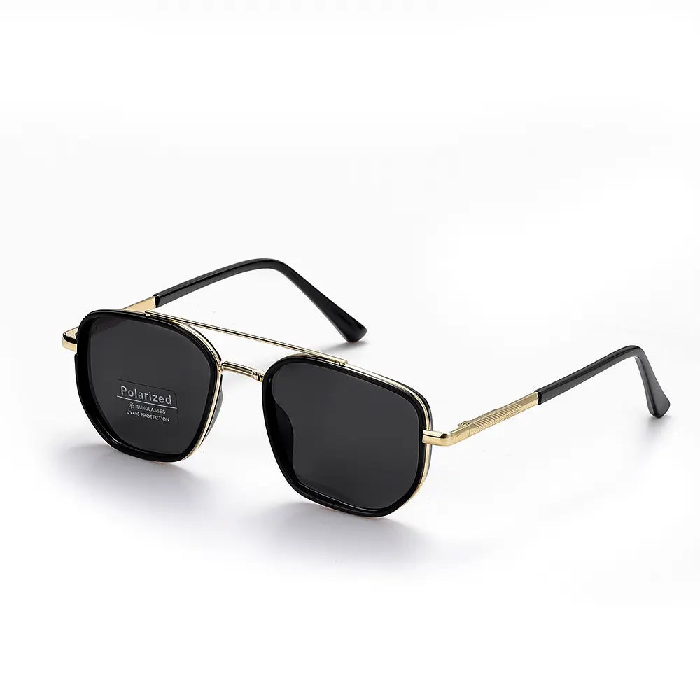 Geometric Double Bridge Polarized Sunglasses 🕶️ UV400 Full Rim Alloy Frame Shades