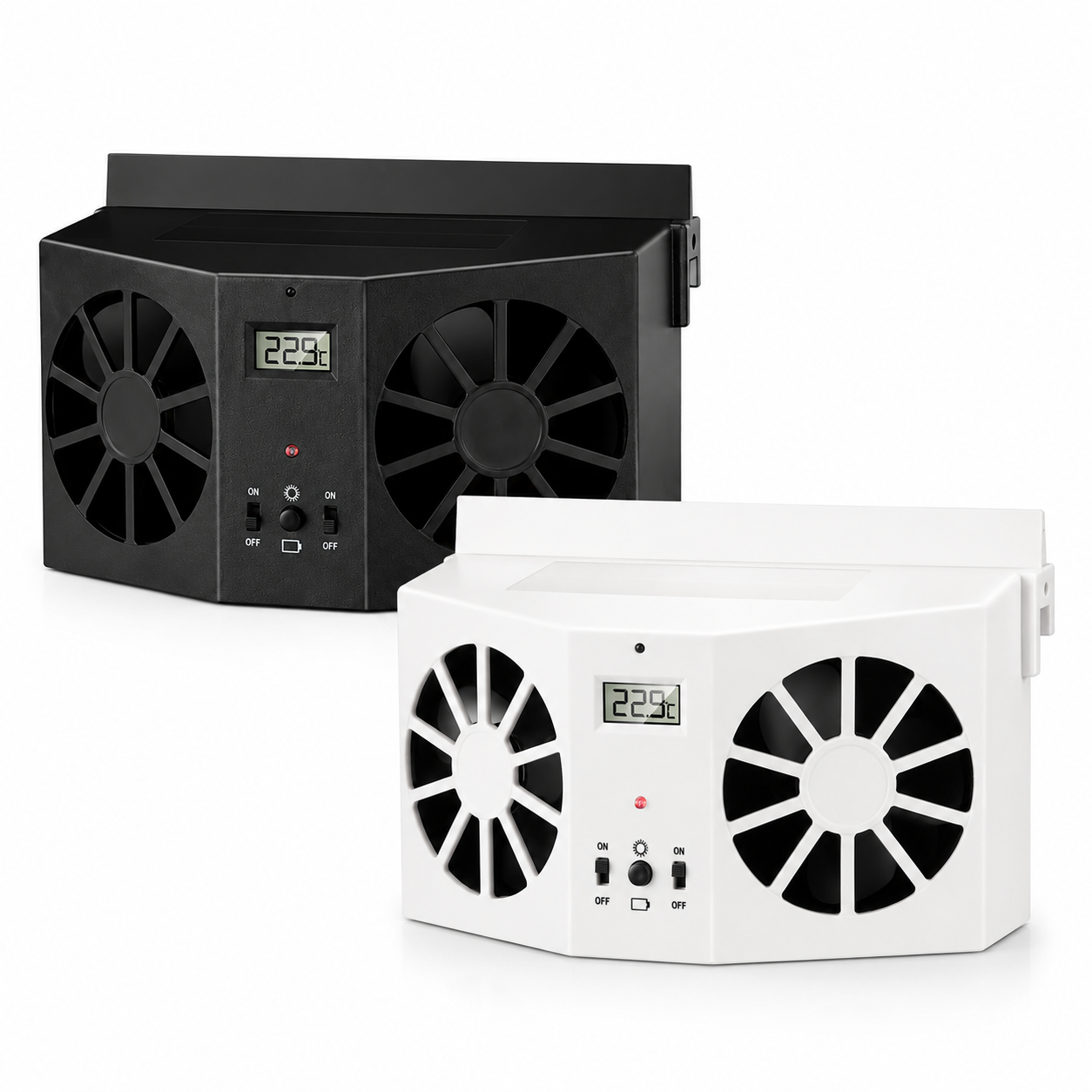 ⏳Time-Limited Special⏰Solar Powered Car Exhaust Fan– Dual Turbo Ventilation & Temperature Display☀️