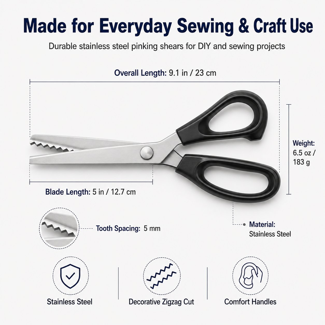 🔥LAST DAY 49% OFF✂️Stainless Steel Zig Zag Pinking Shears