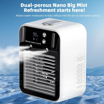 ❄️ 3-in-1 Portable Mini Ice Mist Air Cooler Fan, Quiet Wireless Evaporative Cooling Fan with 20° Adjustable Wind, 500ml Water Tank