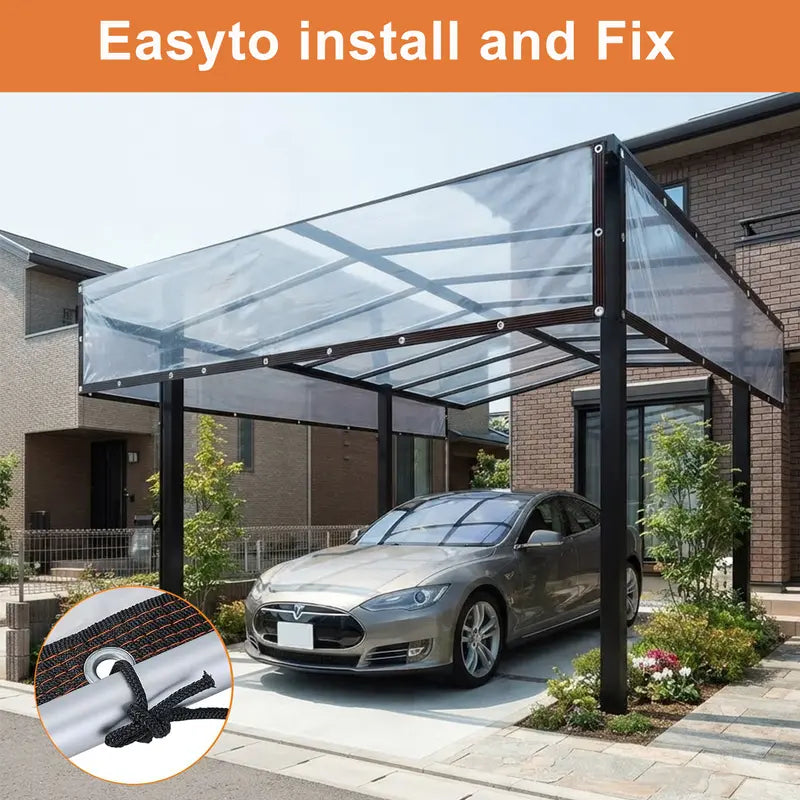 🔥Limited Time 49% OFF✨Clear Waterproof PE Tarp, Transparent Outdoor Cover with Metal Grommets💧