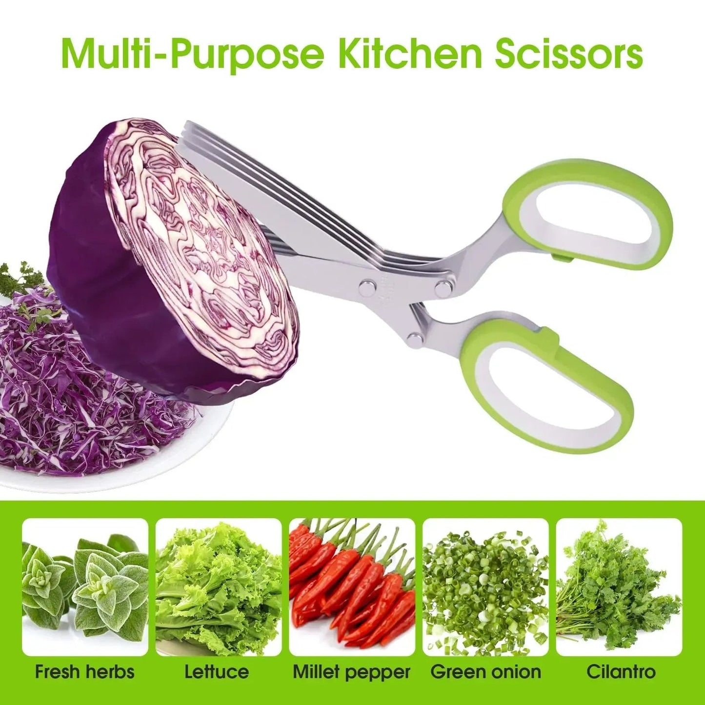 🔥LAST DAY 49% OFF🔥✂️ 5‑Blade Scissors, Multipurpose Kitchen Shears with Safety Cover & Cleaning Comb