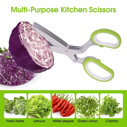 🔥LAST DAY 49% OFF🔥✂️ 5‑Blade Scissors, Multipurpose Kitchen Shears with Safety Cover & Cleaning Comb