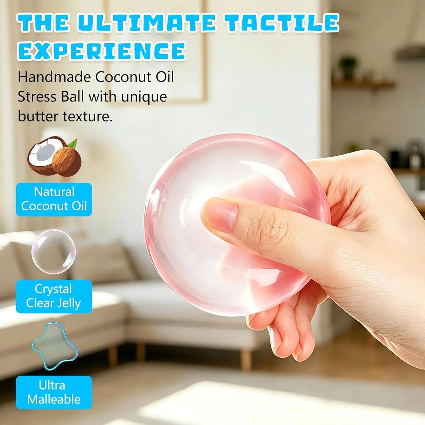🍬Crystal Clear Jelly Squeeze Ball🥰  Soft Coconut Oil Fidget Toy, Perfect Stress Buster for Boredom & Anxiety