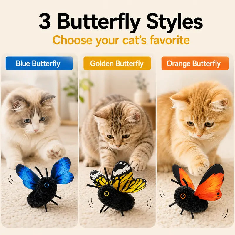 📢LAST DAY 49% OFF🔥🦋Fluttering Butterfly Cat Toy｜😻USB Rechargeable Interactive Motion Toy for Indoor Cats