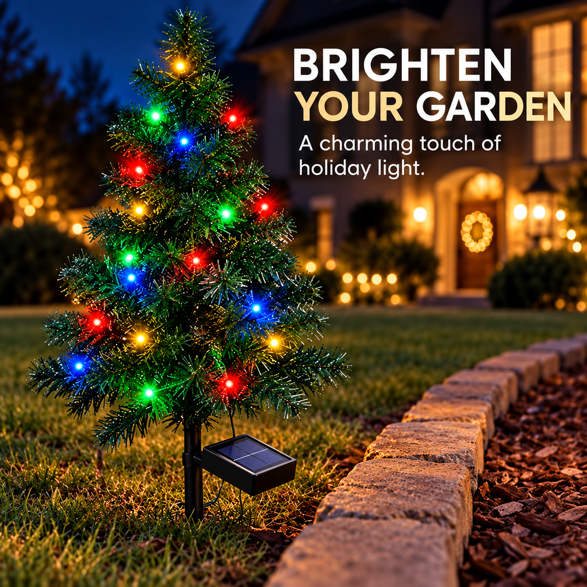 🎄 Solar Christmas Tree Stake Lights – Multicolor Holiday Decor for Gardens & Pathways ✨