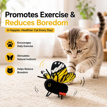 📢LAST DAY 49% OFF🔥🦋Fluttering Butterfly Cat Toy｜😻USB Rechargeable Interactive Motion Toy for Indoor Cats