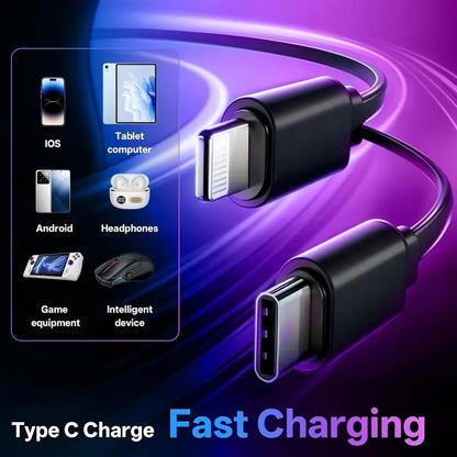 7-in-1 ✨120W Fast Car Charger with Star Projector, Retractable Cable Multi Port Car Charger PD Quick Charge