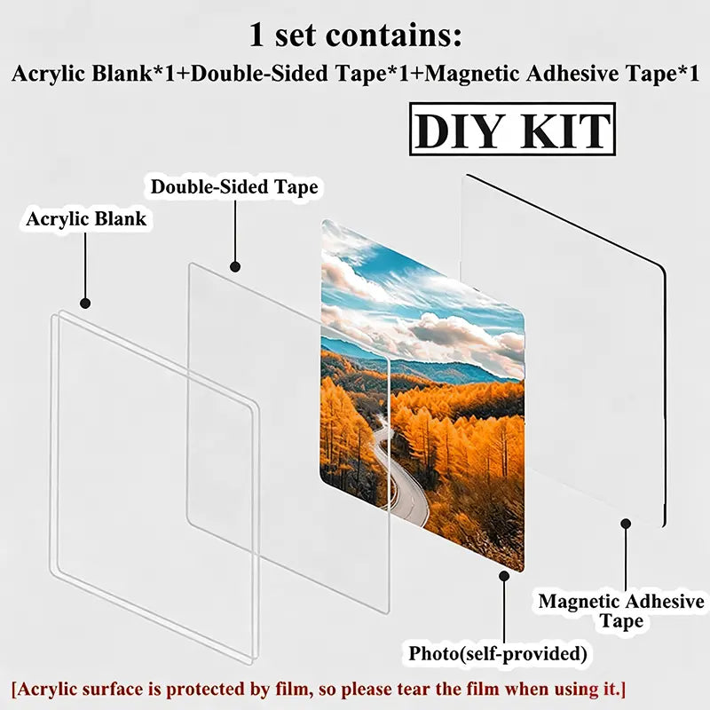 🔥Limited-Time 50% OFF✂🎞 2" x 2" Clear Acrylic DIY Fridge Magnet Set with Adhesive Backing – Square Magnetic Photo Frames with Stunning 3D Effect 💕