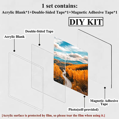 🔥Limited-Time 50% OFF✂🎞 2" x 2" Clear Acrylic DIY Fridge Magnet Set with Adhesive Backing – Square Magnetic Photo Frames with Stunning 3D Effect 💕