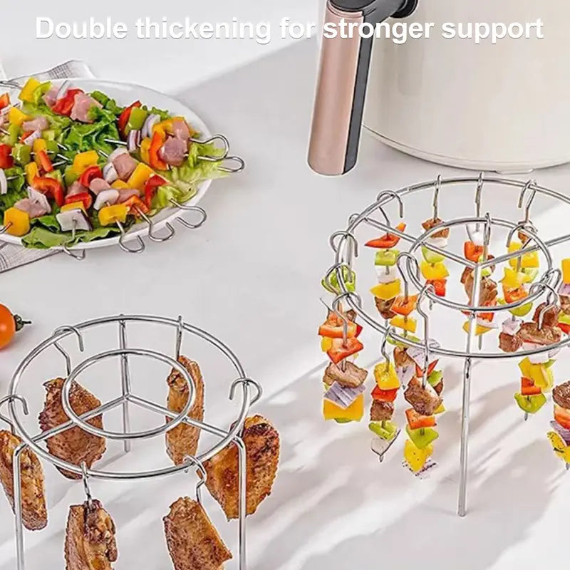 🔥🍢 2 Counts Food-Grade 304 Stainless Steel Air Fryer Kebab Rack