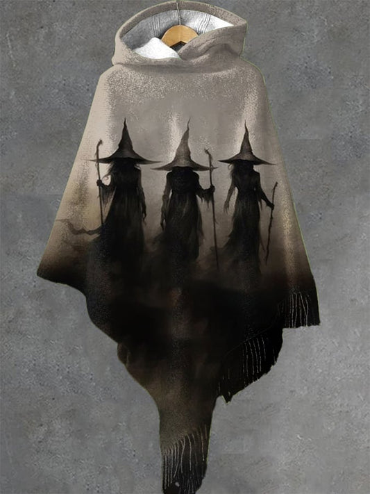 Women's Witch Print Hooded Top