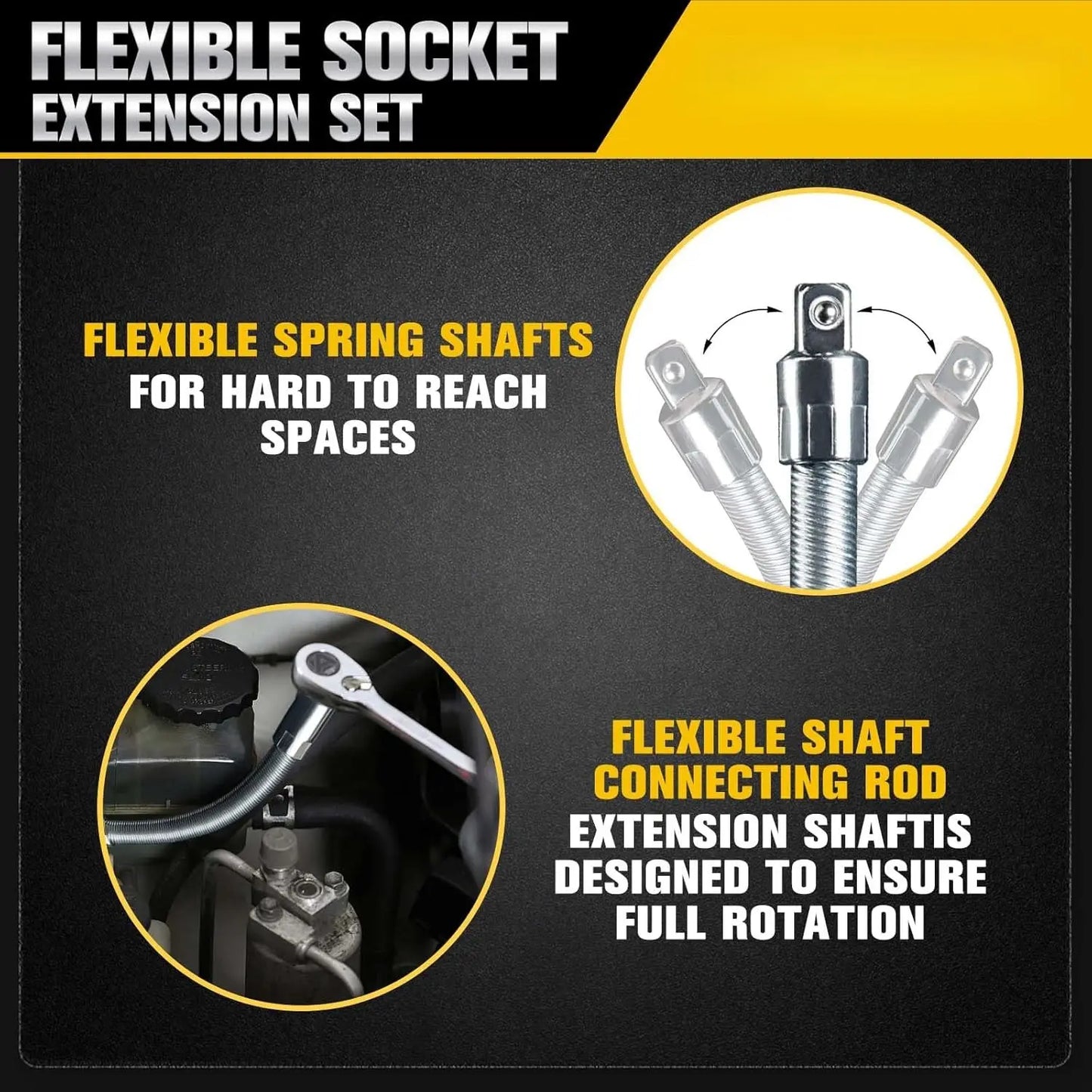 Universal Electric Wrench Socket - 3 Counts Flexible Shaft