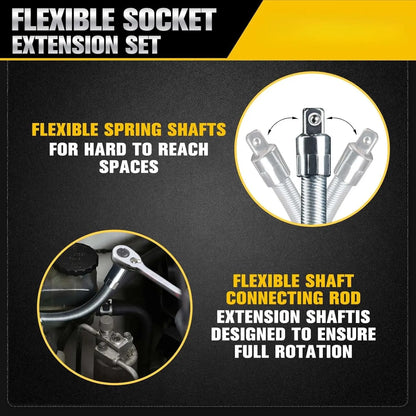 Universal Electric Wrench Socket - 3 Counts Flexible Shaft