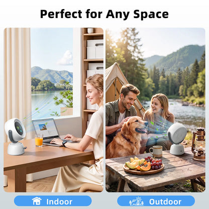 🌀Smart Head Tracking Fan ✨ Rechargeable 200-Speed Personal Cooling Fan with Ambient Light