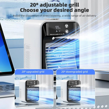 ❄️ 3-in-1 Portable Mini Ice Mist Air Cooler Fan, Quiet Wireless Evaporative Cooling Fan with 20° Adjustable Wind, 500ml Water Tank