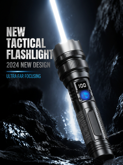💥 50% OFF 🔦 High-Power Rechargeable Zoom Flashlight ✨ Power Bank & Digital Battery Display