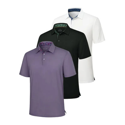 🔥👕3-Pack Men's Breathable Quick-Drying Polo Shirts❄️Stay Cool❄️