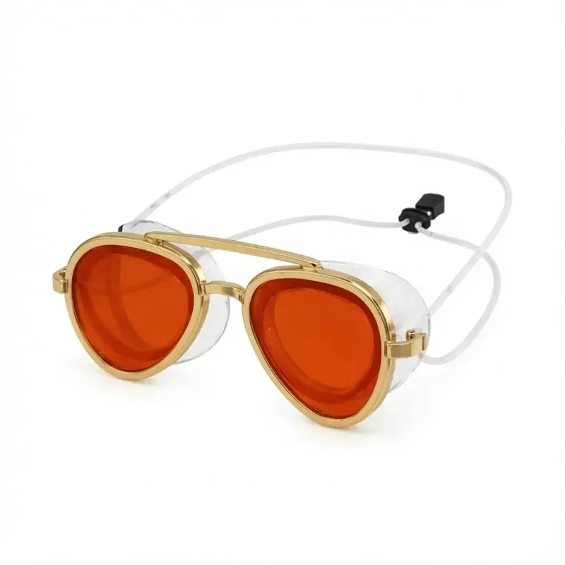 2-in-1 Polarized Swim Goggles & Sunglasses, Gold Frame Red Tinted Anti-Fog Goggles with UV Protection, 180° Wide View Silicone Seal for Adults