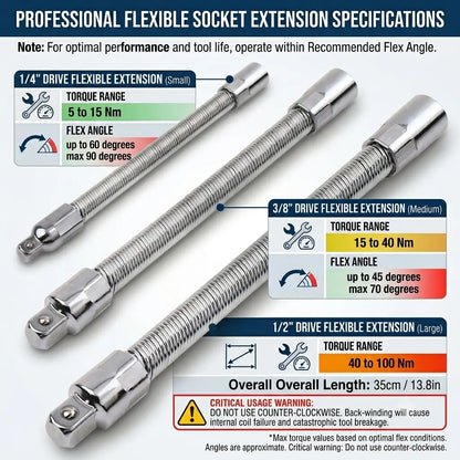 Universal Electric Wrench Socket - 3 Counts Flexible Shaft