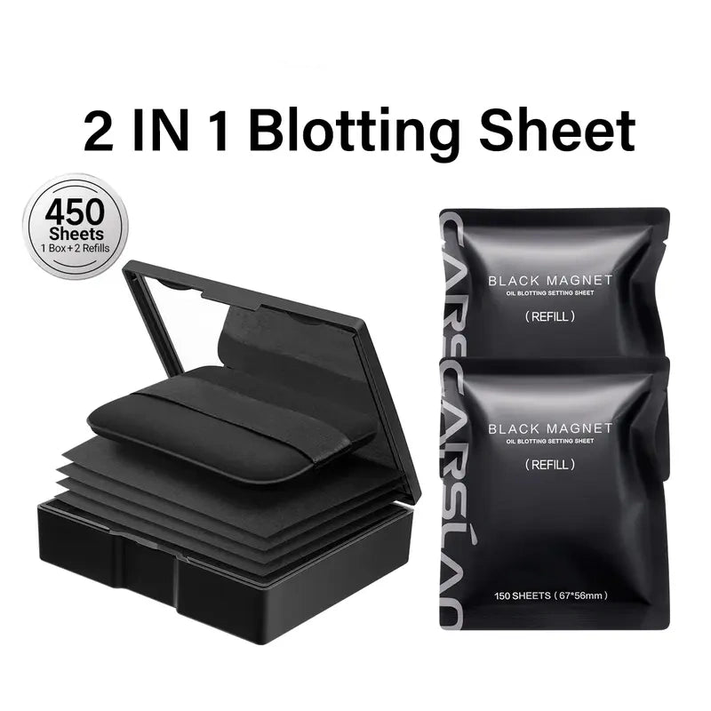 Black Magnet Oil Blotting Setting Sheet - 2 in 1