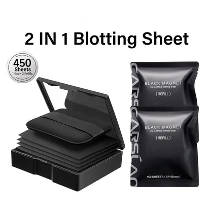 Black Magnet Oil Blotting Setting Sheet - 2 in 1