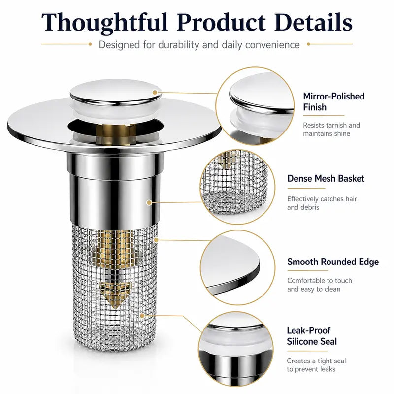 ⚡BUY 1 GET 1 FREE🔥🚿 Pop-Up Sink Drain Stopper,Anti-Clog Leak-Proof Basin Drain Filter