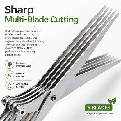 🔥LAST DAY 49% OFF🔥✂️ 5‑Blade Scissors, Multipurpose Kitchen Shears with Safety Cover & Cleaning Comb