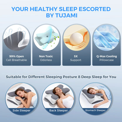 ☁️🛌 Adjustable Ergonomic Memory Foam Pillow