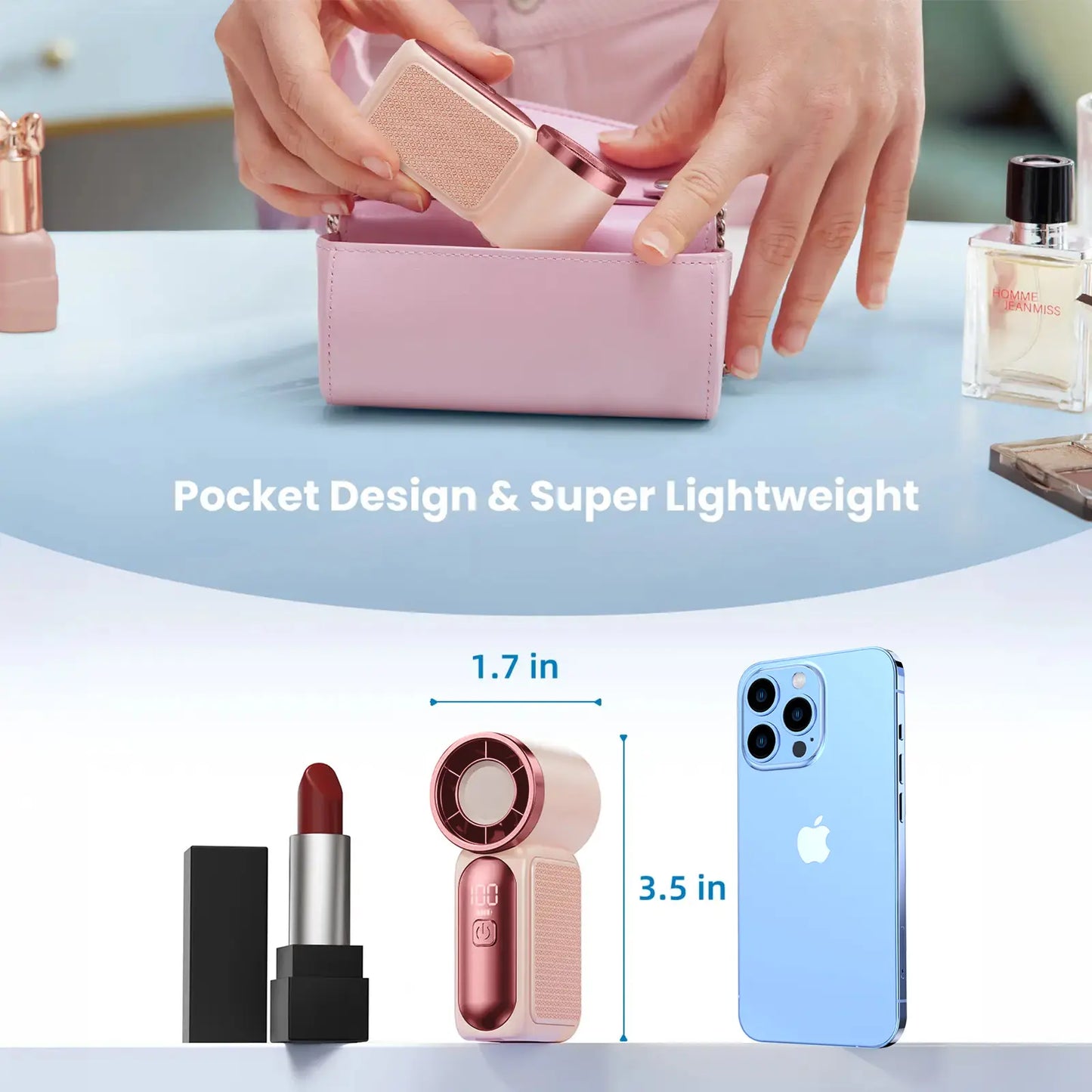 🥳2026 HOT SALE🥳💞50K+ SOLD!💨❄️ ! Turbo Handheld Fan – 16900 RPM, 6 speeds, LED display. 3000mAh battery, 10.7hrs cooling. Pocket‑sized power! 🌬️✨