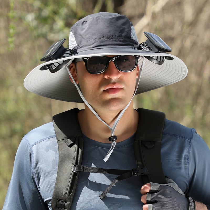 🔥Last Day Sale 49% -Wide Brim Solar Fan Outdoor Fishing Hat-Solar & USB Charging