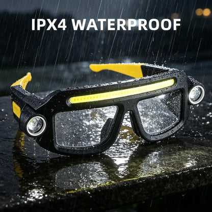 🔥 Limited-Time 49% OFF- LED Glasses Headlamp 👓💡Hand-Wave Sensor, 5 Modes, IPX4 Waterproof