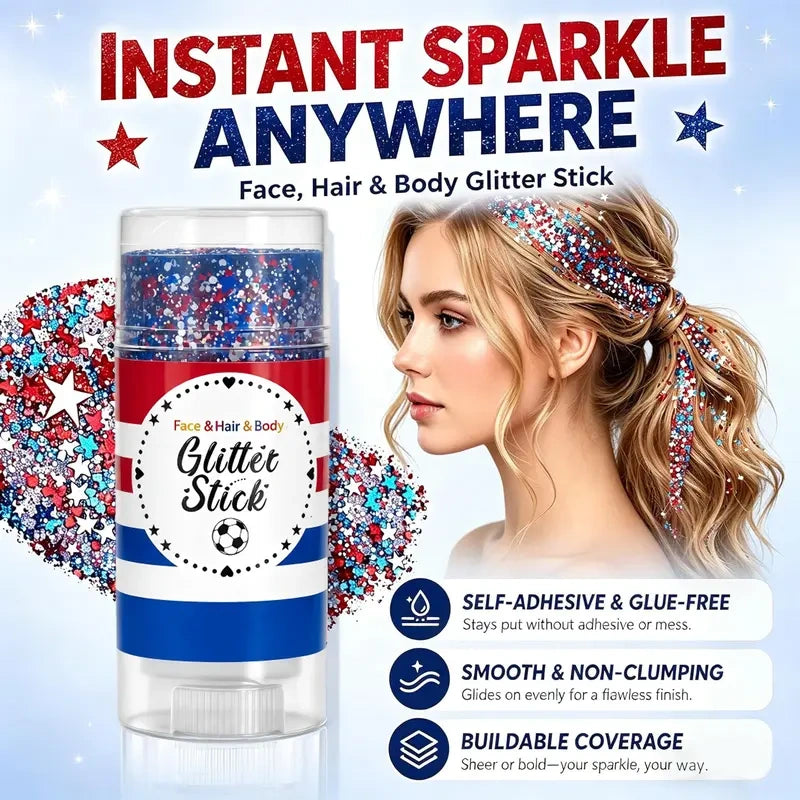 3-in-1 Patriotic Glow😍✨Red, White & Blue Glitter Body Stick