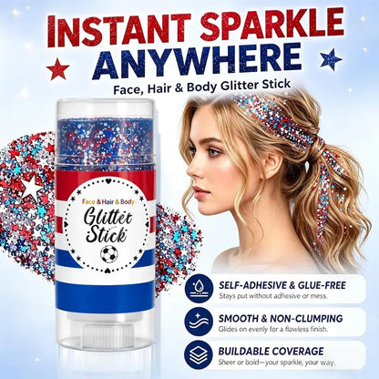 3-in-1 Patriotic Glow😍✨Red, White & Blue Glitter Body Stick
