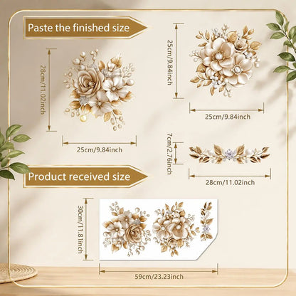 🔥 Limited-Time 49% OFF 🌸 Golden Floral Toilet Stickers – Pearl-Inspired Bathroom Decals