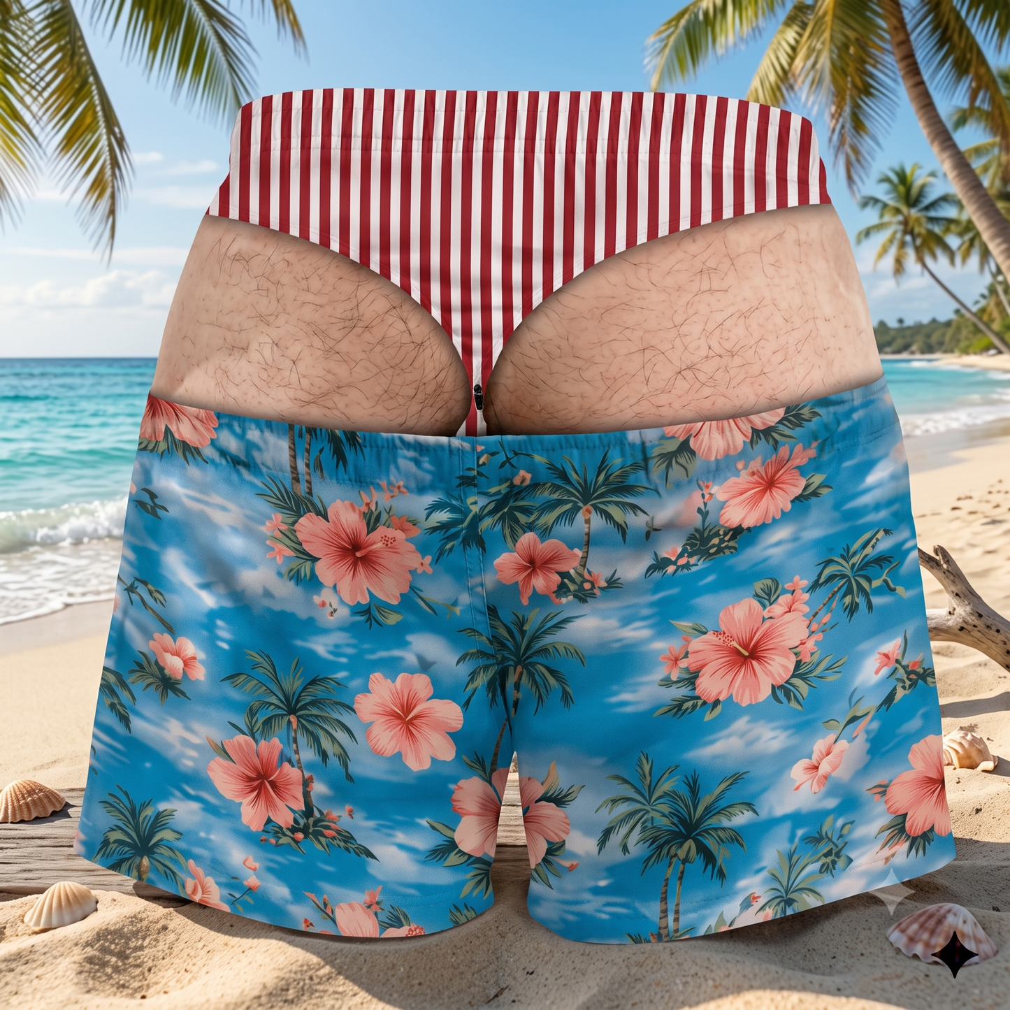Funny Patriotic Men's Swim Trunks – Personalized "Warning: Wide Load" Beach Shorts