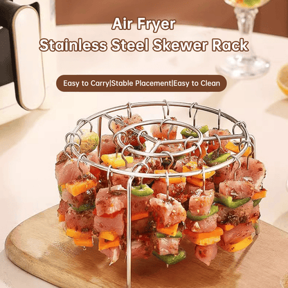 🔥 49% OFF Today | 2-Pack Air Fryer Kebab Rack – 304 Stainless Steel Skewer Grill Stand 🍢