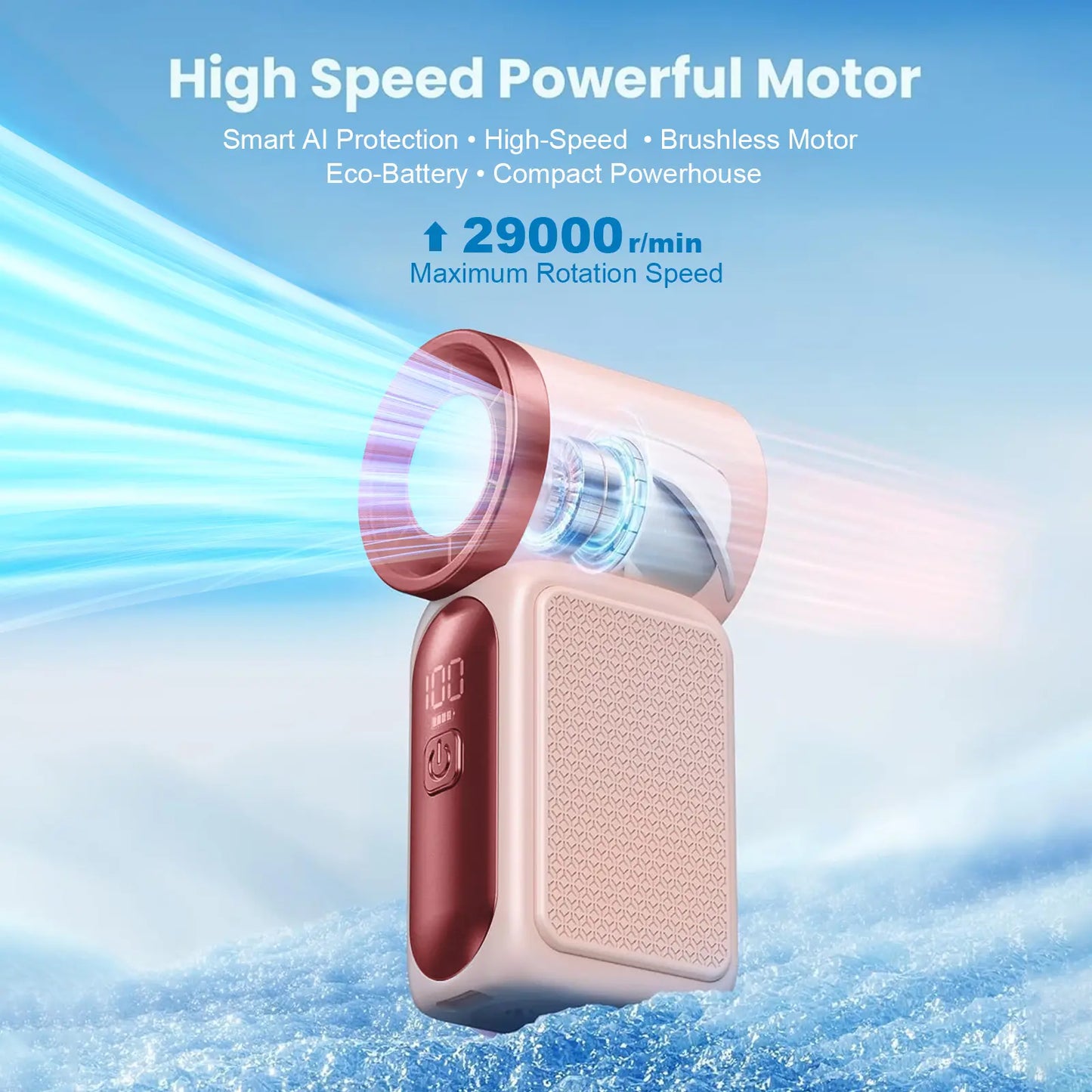 🥳2026 HOT SALE🥳💞50K+ SOLD!💨❄️ ! Turbo Handheld Fan – 16900 RPM, 6 speeds, LED display. 3000mAh battery, 10.7hrs cooling. Pocket‑sized power! 🌬️✨