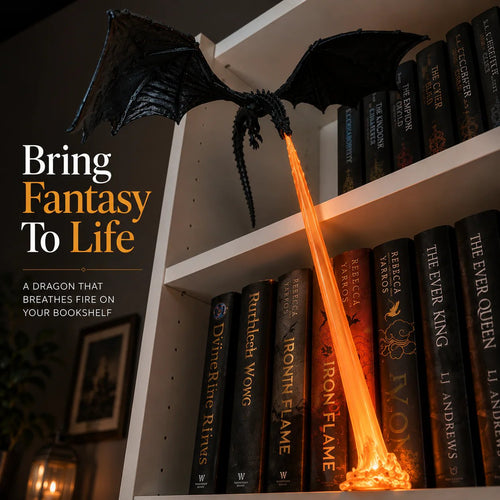 🔥 Limited 50% OFF🐉 Fire-Breathing Dragon Bookshelf Decor Lamp + LED Flame Light Kit