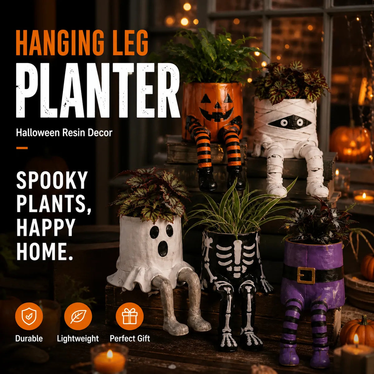 🎃 LIMITED TIME 49% OFF | Spooky Hanging Leg Resin Planter – Cute Halloween Succulent Pot For Home & Garden 👻